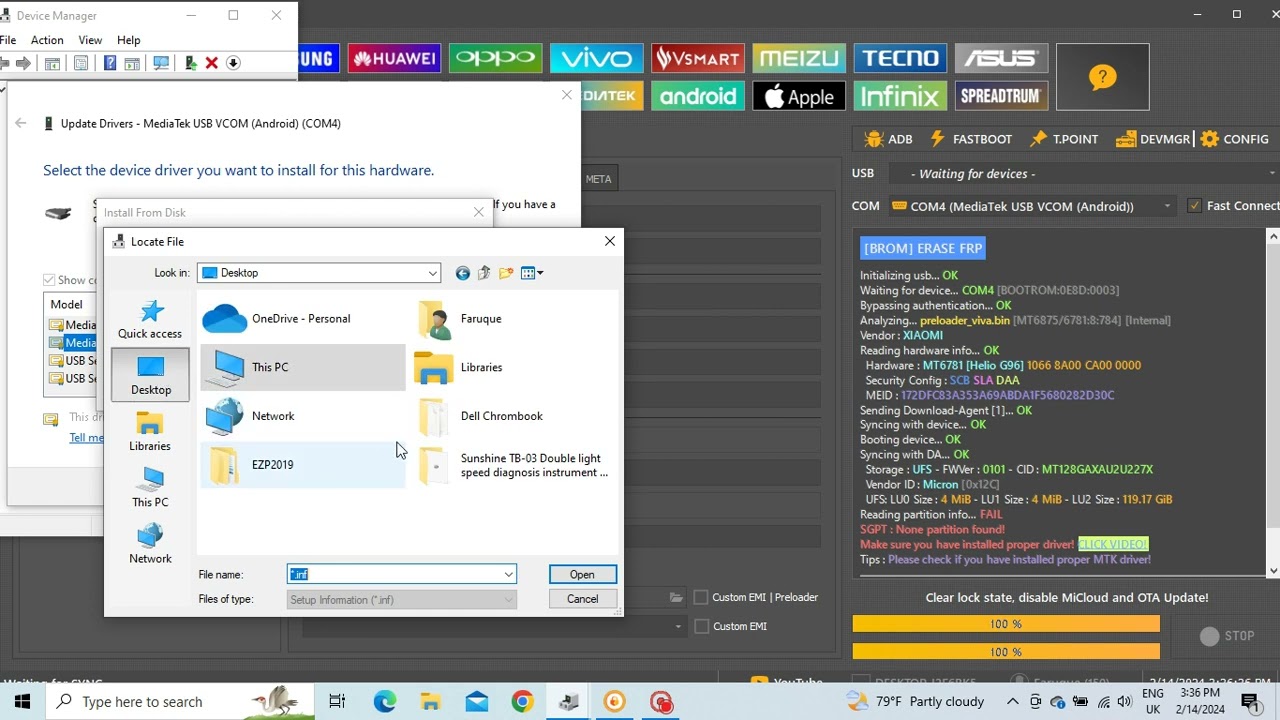 Mtk reading partition info..FAIL,None partition Found! Make sure you Have installed a proper Driver