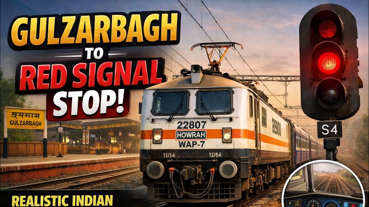 Gulzarbagh Station Se Red Signal Stop 🚦 | Indian Train Simulator Realistic Departure Gameplay (5:49)