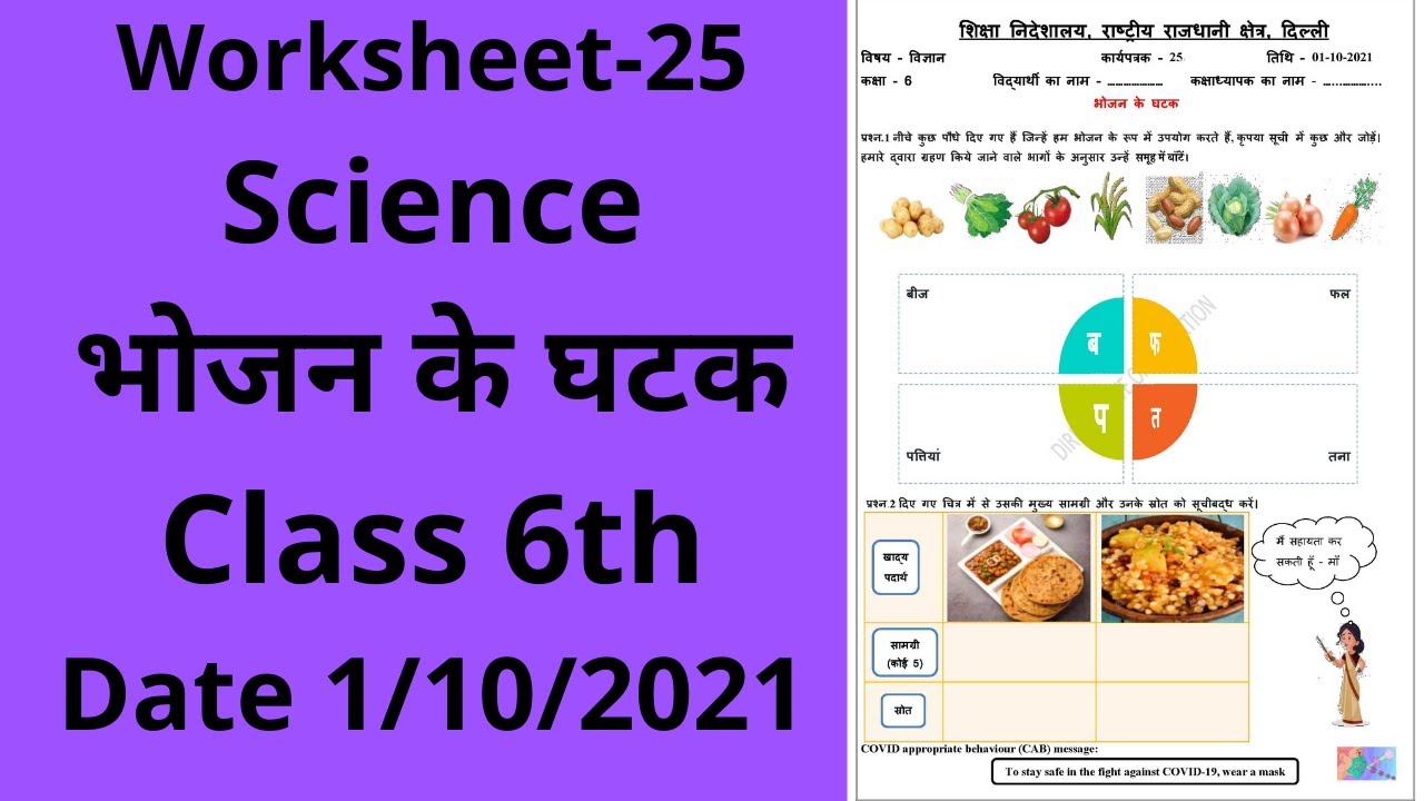 Worksheet 25 Science class 6(1/10/21)Hindi Med./worksheet Science class 6/Science worksheet 25class6