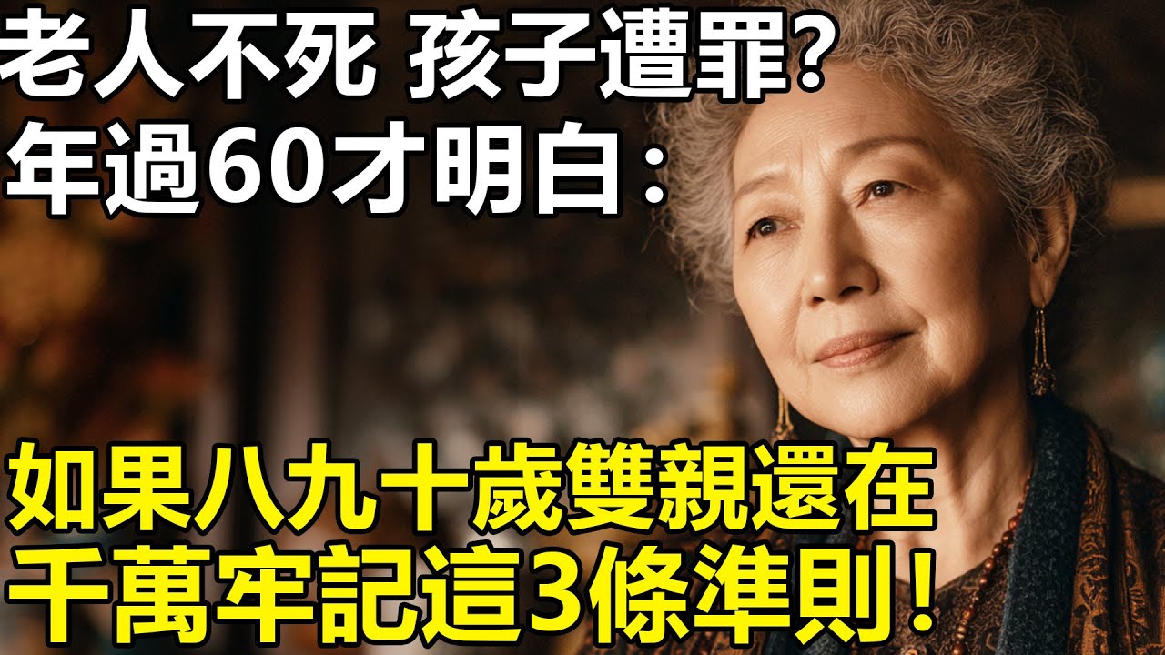 老人不死，孩子遭罪？年過60才明白：如果八九十歲的雙親還在世，千萬要牢記這3條準則！【養老|情感|孩子|丁克|生活】