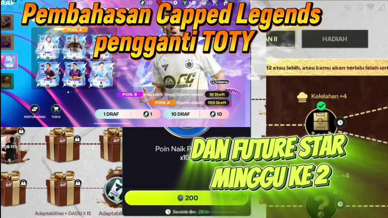 Pembahasan Event Capped Legends, dan Future Stars.  Cara menyelesaikan tantangan  dan jalur hadiah