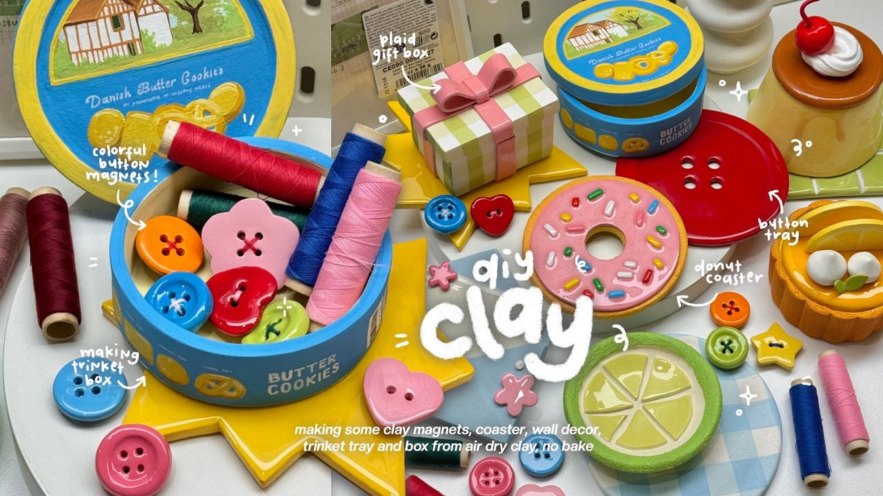 making clay things🧵🧶 using air dry clay, no baking needed