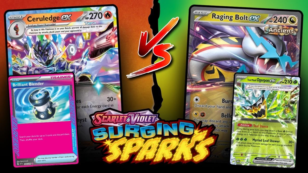 Ceruledge ex vs. Raging Bolt ex | Surging Sparks Pokemon TCG Gameplay