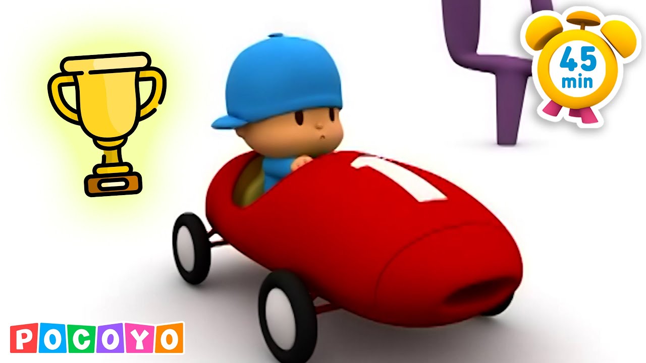Pocoyo 🏎️ قناة العربية - القناة الرسمية - سباق مدهش [45 دقيقة] | كارتون ورسوم متحركة للأطفال