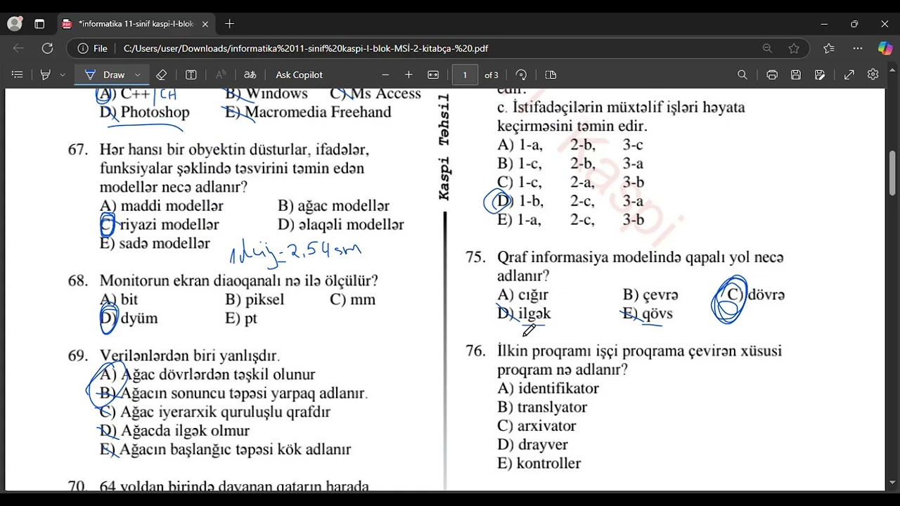 Kaspi sınaq Informatika 10.11.2024