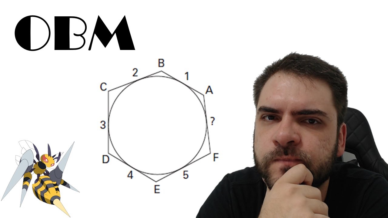 OBM/2001 O hexágono ABCDEF é circunscritível. Se AB=1, BC=2, CD=3, DE=4 e EF=5, quanto mede FA?