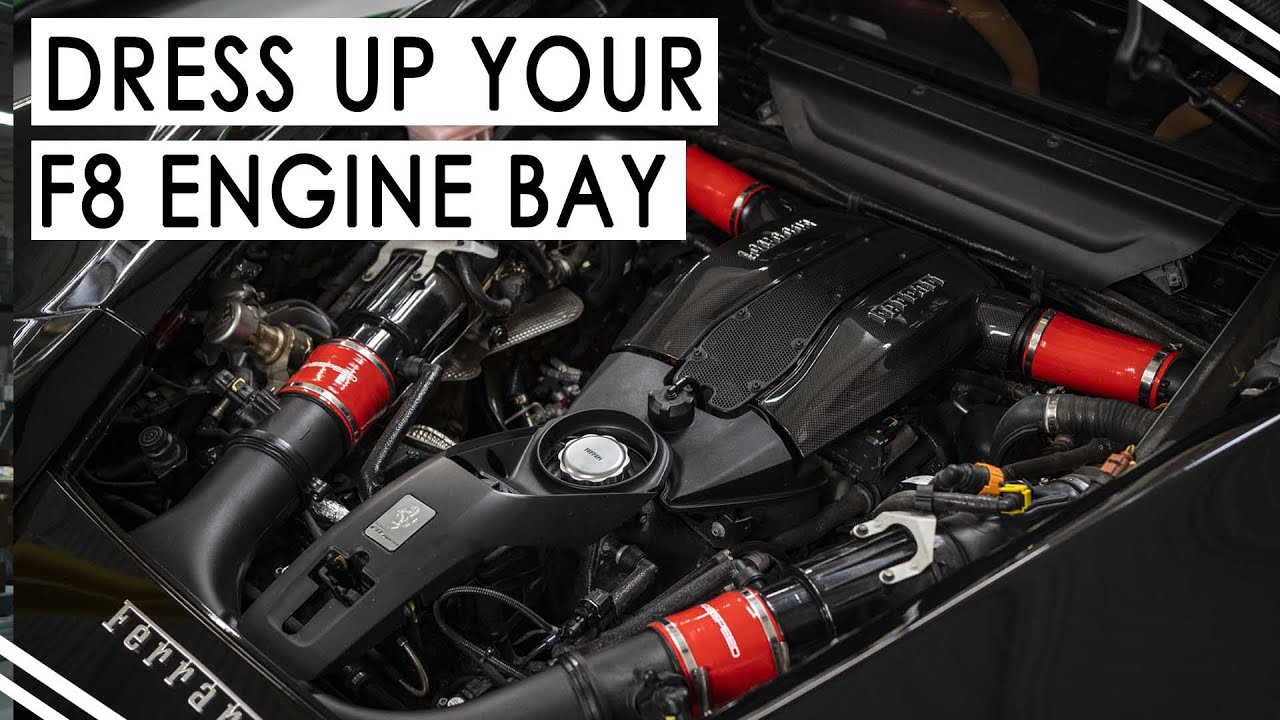 Ferrari F8 Tributo (2020+) | Fabspeed Red Silicone Boost and Intake Hoses | Engine Bay Dress Up