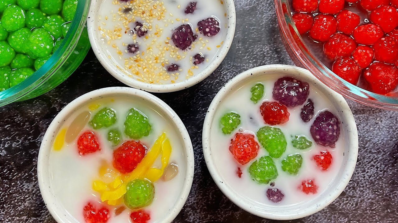 Coconut tapioca pearl dessert/ chewy tapioca coconut milk/Thai dessert recipe