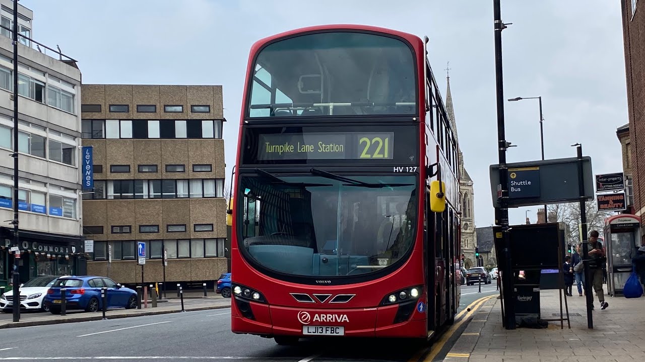 *High Revs* Journey on Arriva London Route 221 | Wrightbus Gemini 2 Volvo B5LH (HV127, LJ13FBC)
