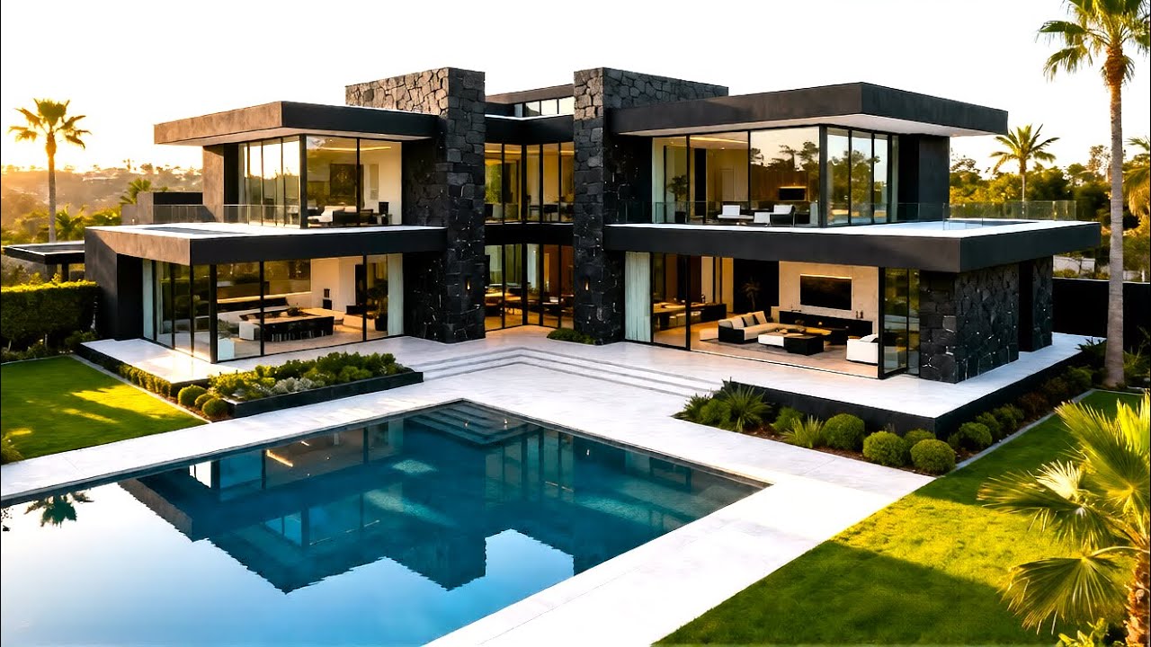Luxurious Modern Mega Mansion | Black Marble, Opulent Interiors & Design