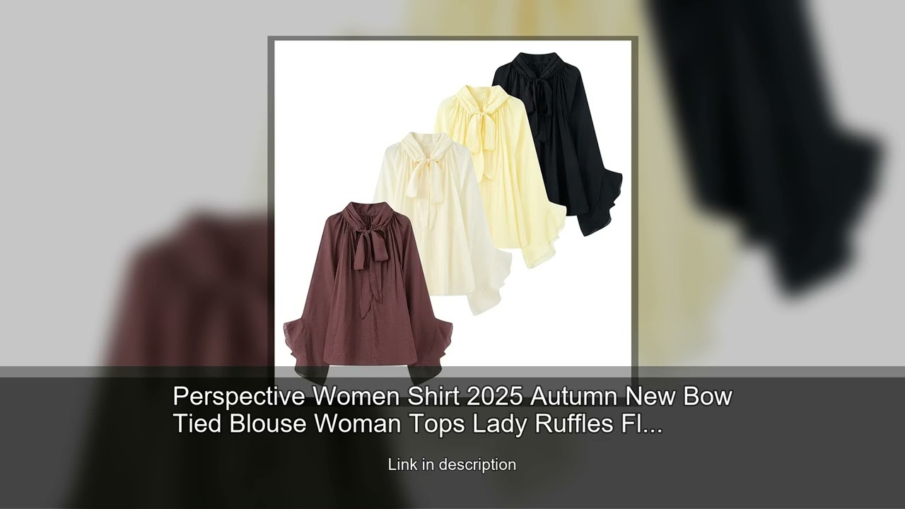 Perspective Women Shirt 2025 Autumn New Bow Tied Blouse Woman Tops Lady Ruffles Flare Sleeve Lo