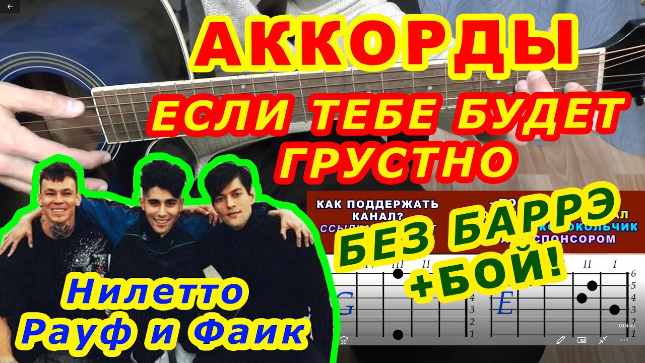 ЕСЛИ ТЕБЕ БУДЕТ ГРУСТНО Аккорды 🎸 RAUF & FAIK NILETTO Рауф и Фаик Нилетто Разбор на гитаре без баррэ