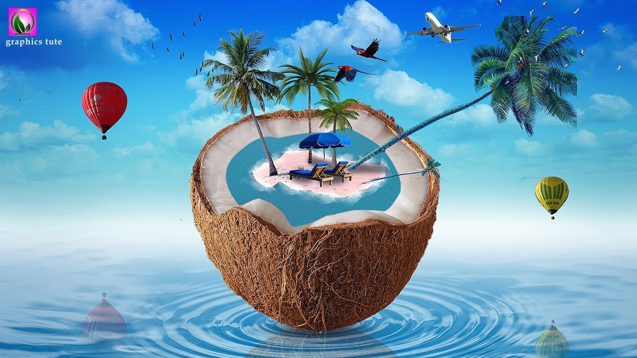 Coconut Beach - Photo Manipulation Tutorial In Photoshop - Photoshop CC Tutorial