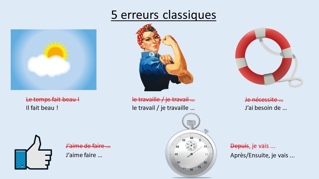 Apprendre le français / 5 erreurs classiques
