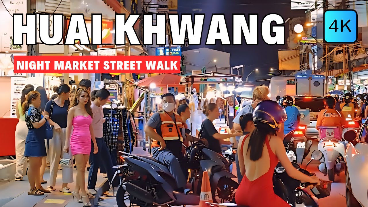[4K] Huai Khwang Night Market Street Walk in Bangkok 🇹🇭 ASMR 🎧 Walking Tour