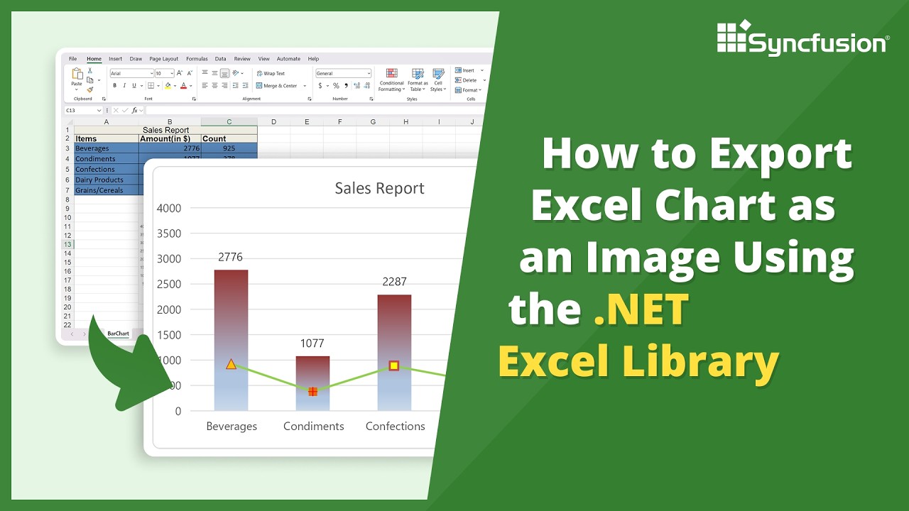 Экспорт диаграммы Excel в виде изображения с помощью библиотеки Excel для .NET.