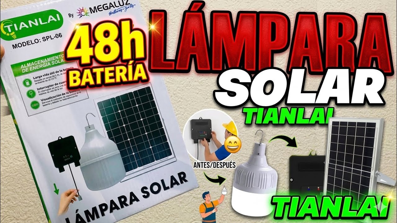 Foco Con Panel Solar Como Se Instala || L&aacute;mpara TIANLAI KLSF01W36