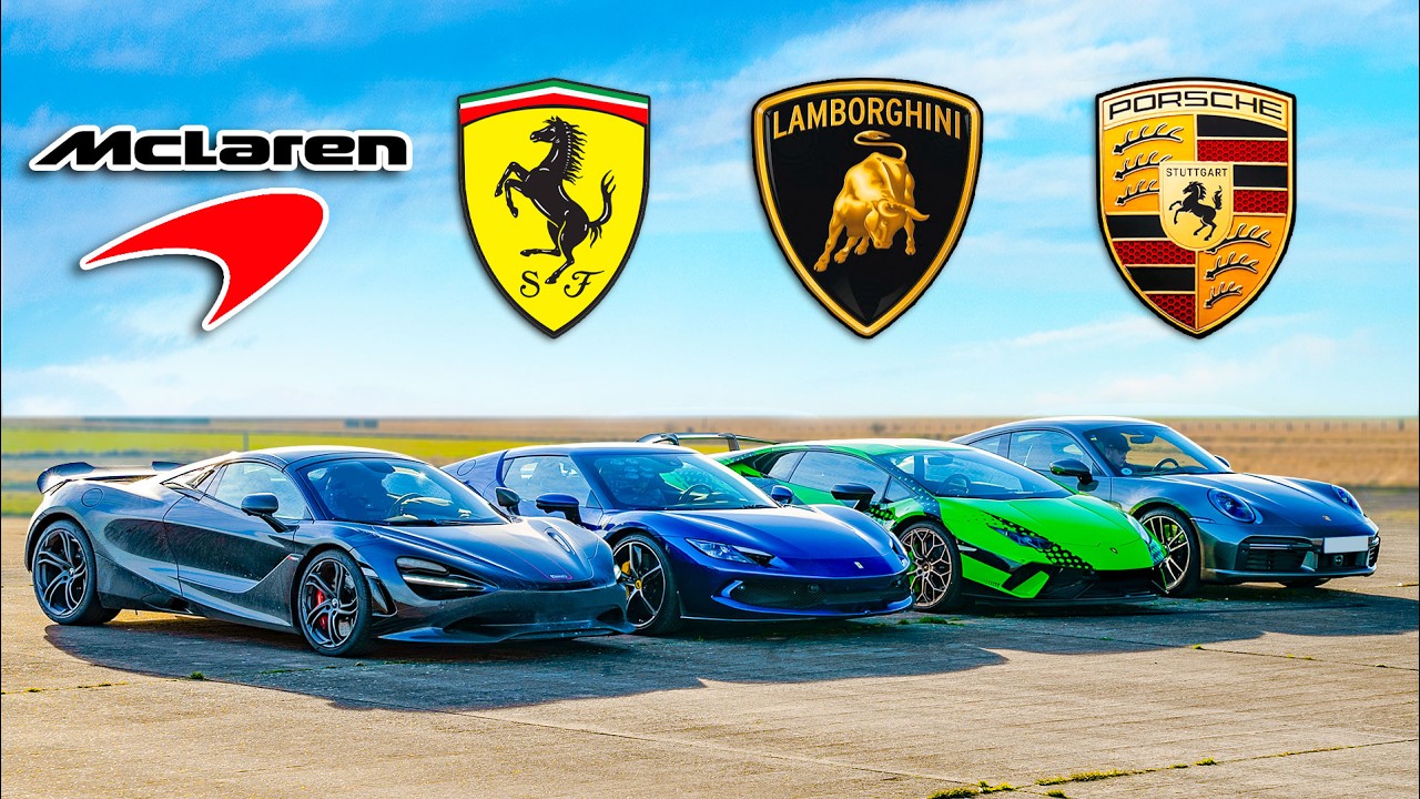 Ferrari 296 v McLaren 750S v Huracan Perf v 911 Turbo: DRAG RACE