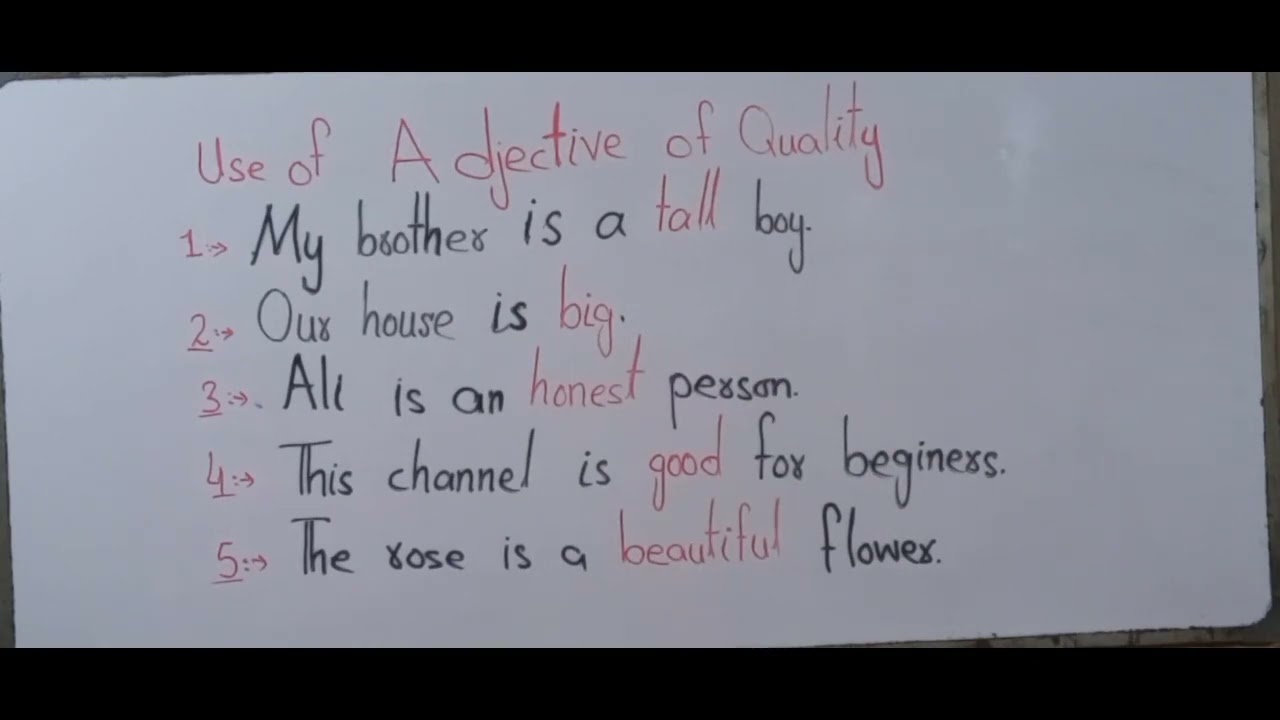 Adjective of Quality (Qualitative adjective) in an easy way with Sindhi meaning.