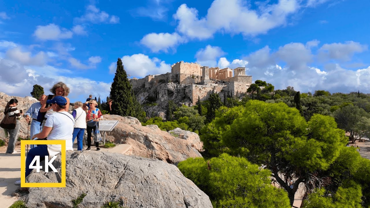 Athens 🇬🇷 4K Acropolis Neighbourhood Walking Tour in Sunny Autumn