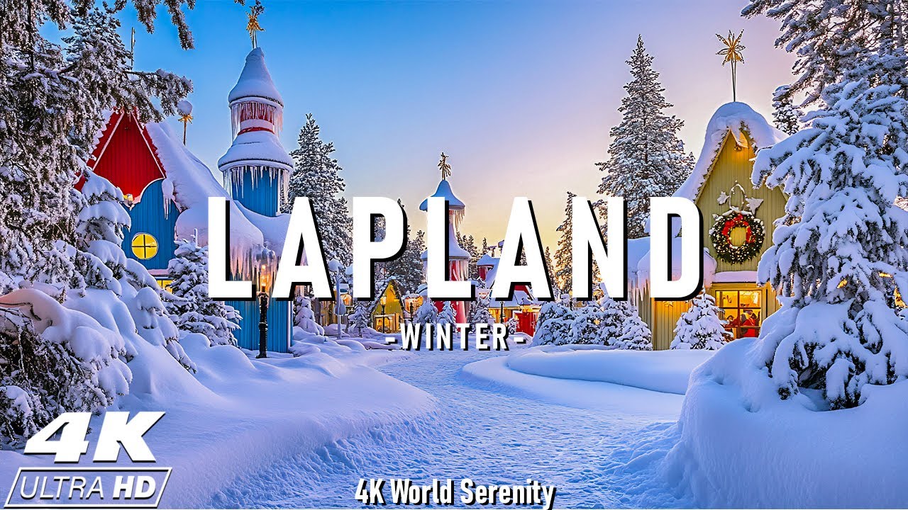 Зима в Лапландии 4K❄️Северное сияние, заснеженные леса и волшебство Арктики под расслабляющую музыку