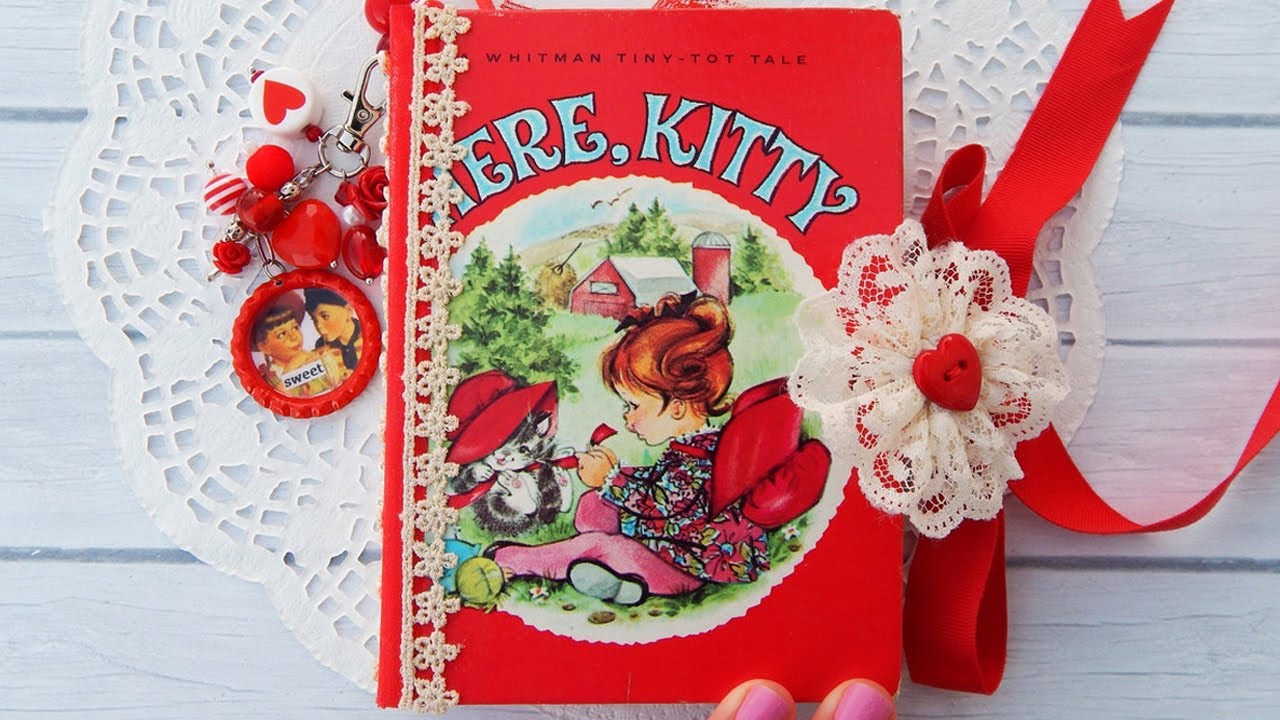 Kitty Valentine's Day Junk Journal Flip-Through! #alteredbook #junkjournal #flipthrough