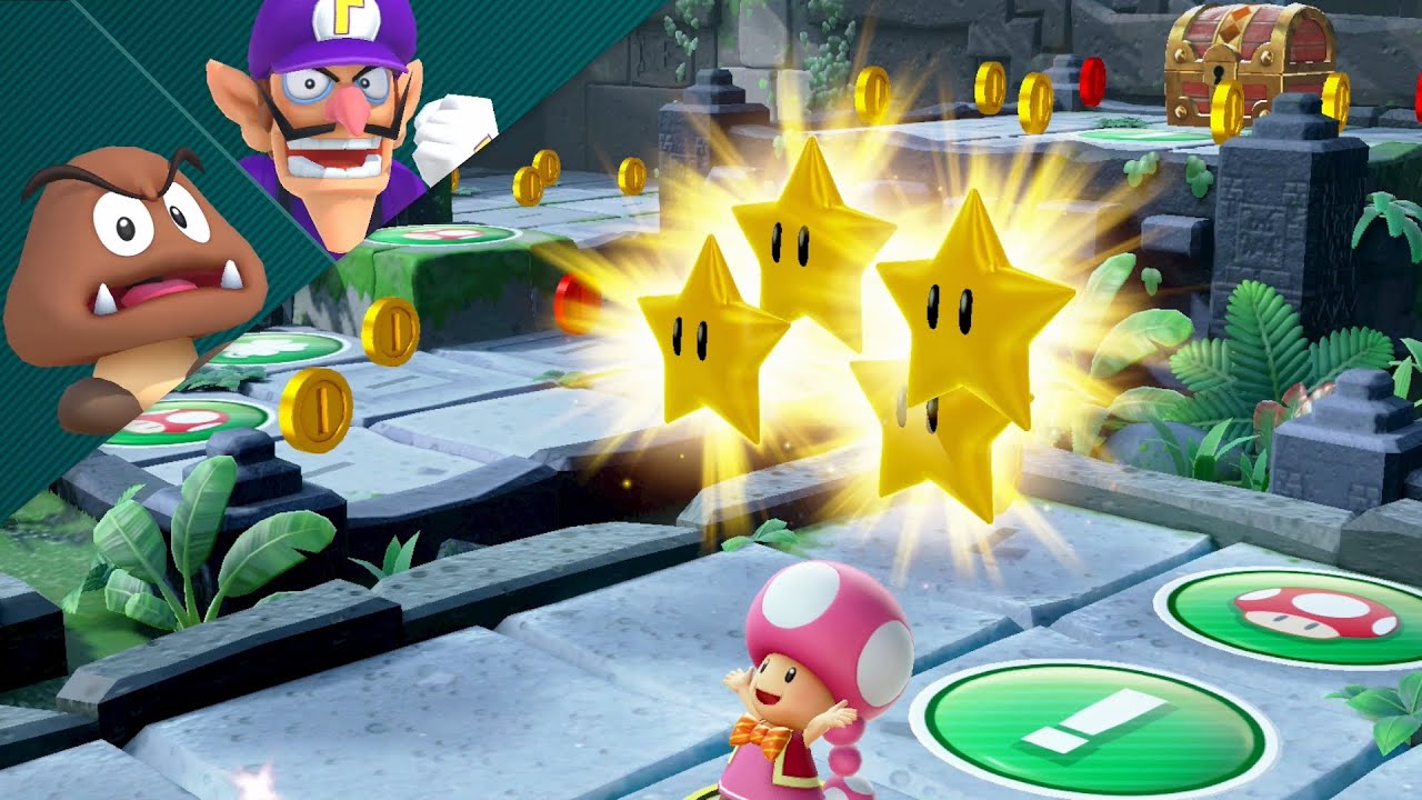 Super Mario Party Partner Party #1053 Domino Ruins Goomba & Waluigi vs Bowser & Bowser Jr