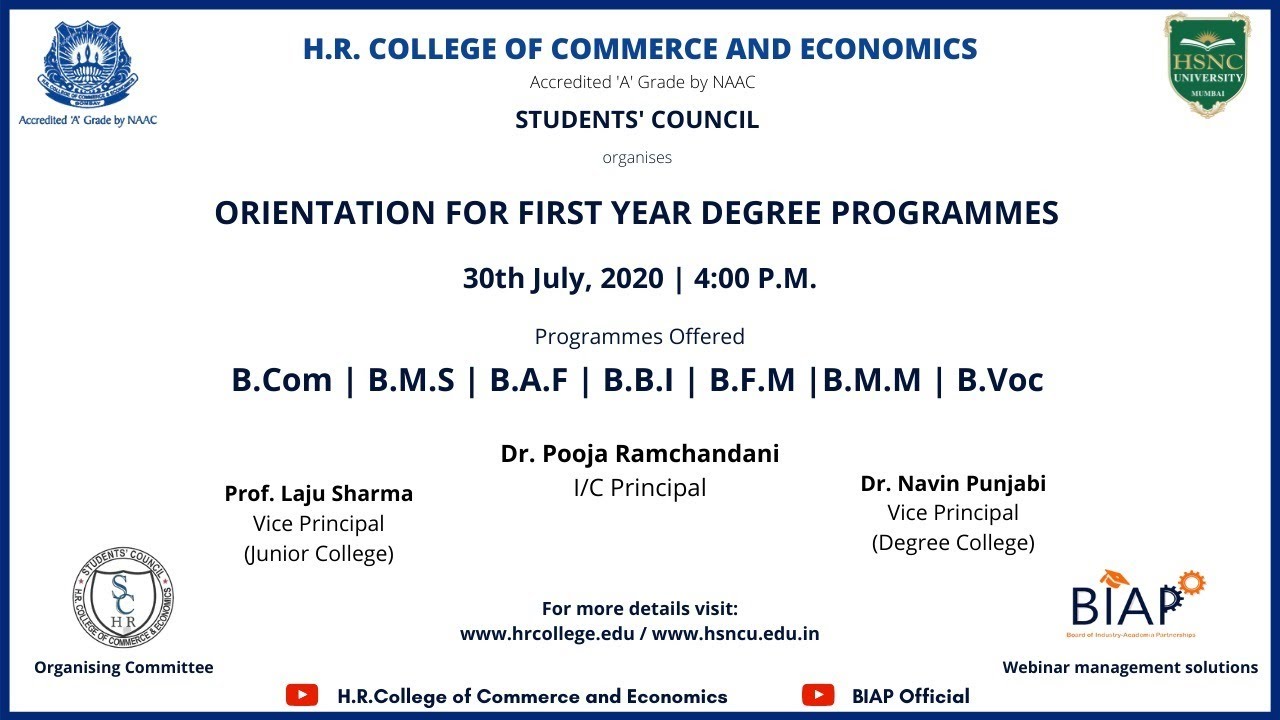 HR College - Orientation for First Year Degree Programmes