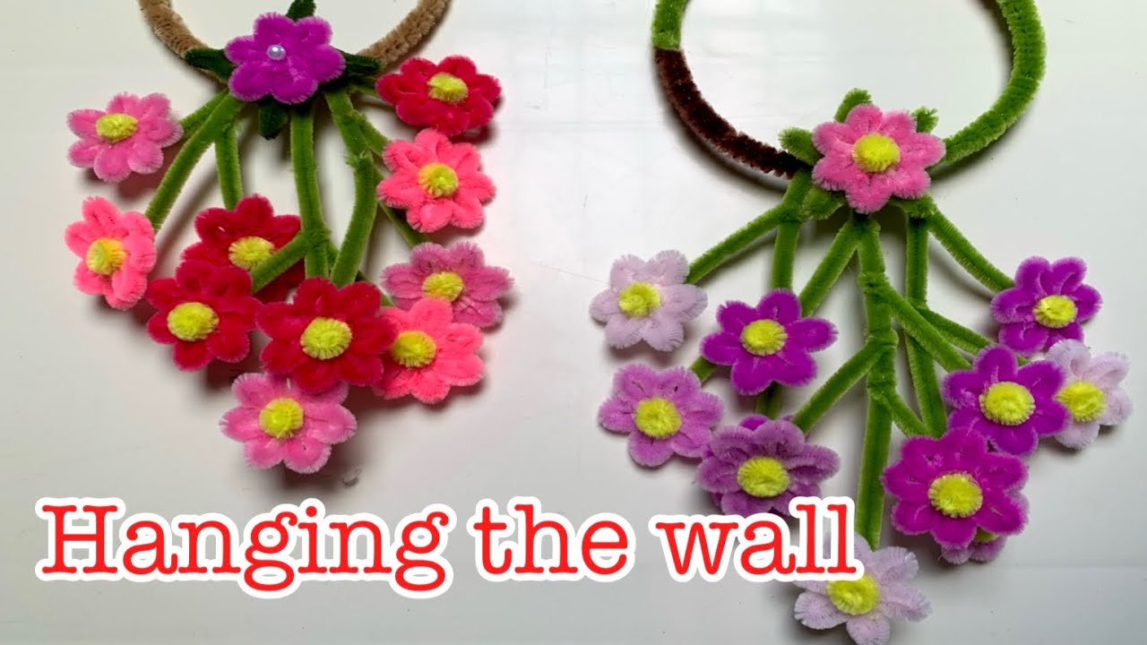 Flower hanging on the wall with pipe cleaner/ DIY flowers 