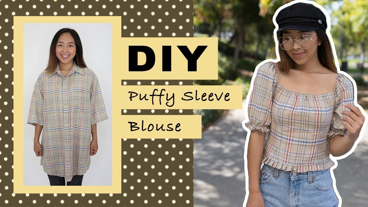 DIY Puffy Sleeve Blouse from Men's Shirt | Thrifted Transformations