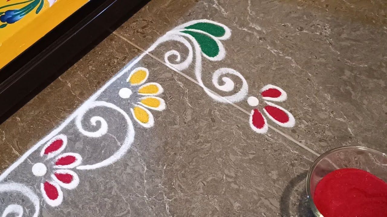 Beautiful border rangoli designs| Border muggulu | Friday rangoli | Festival kolam| Pongal special 