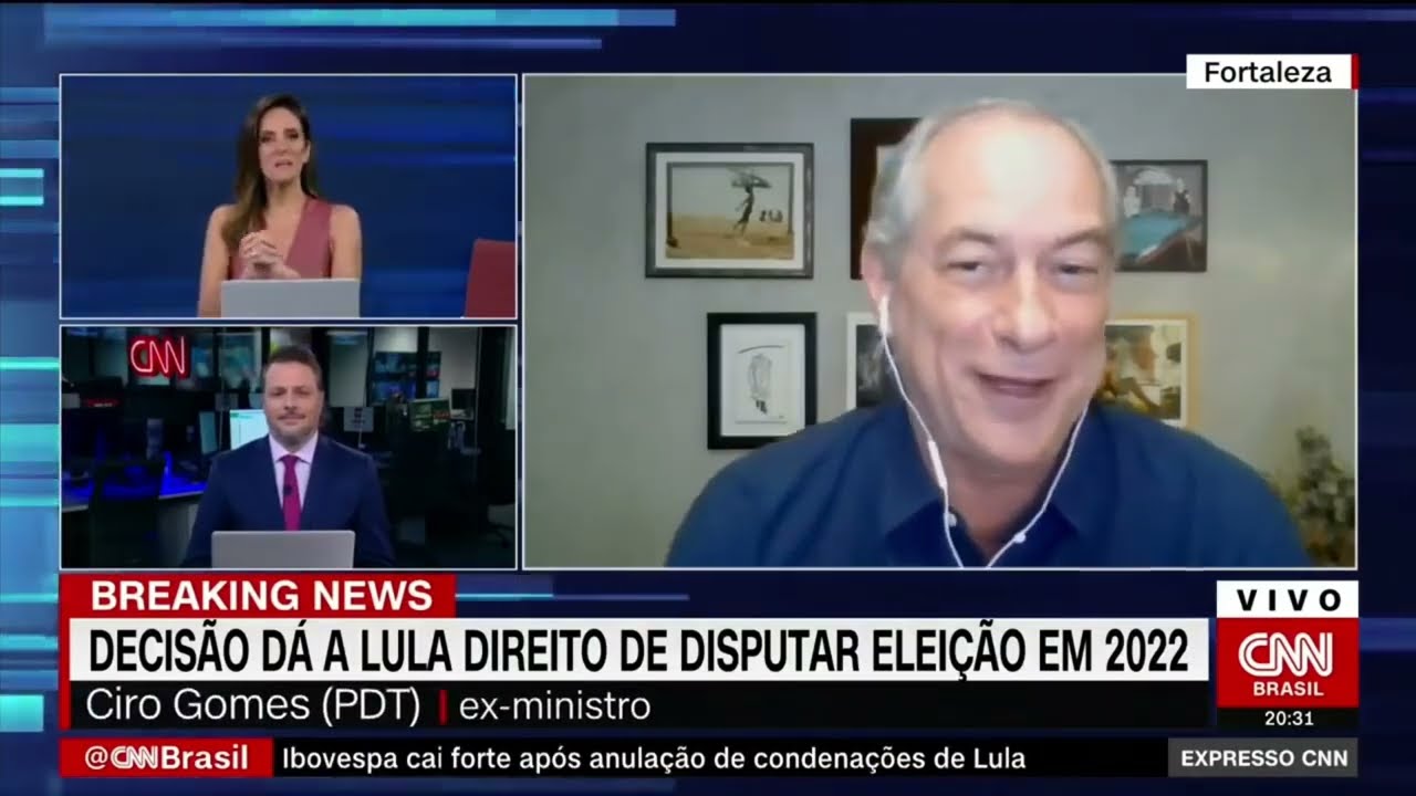 CIRO GOMES COMENTA DECISÃO DO MINISTRO FACCHIM QUE PERMITIU A LULA CONCORRER AS ELEIÇÕES EM 2022