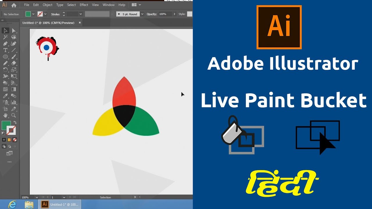 Live Paint Bucket Tools (Hindi) - Illustrator Complete Course : Part 23