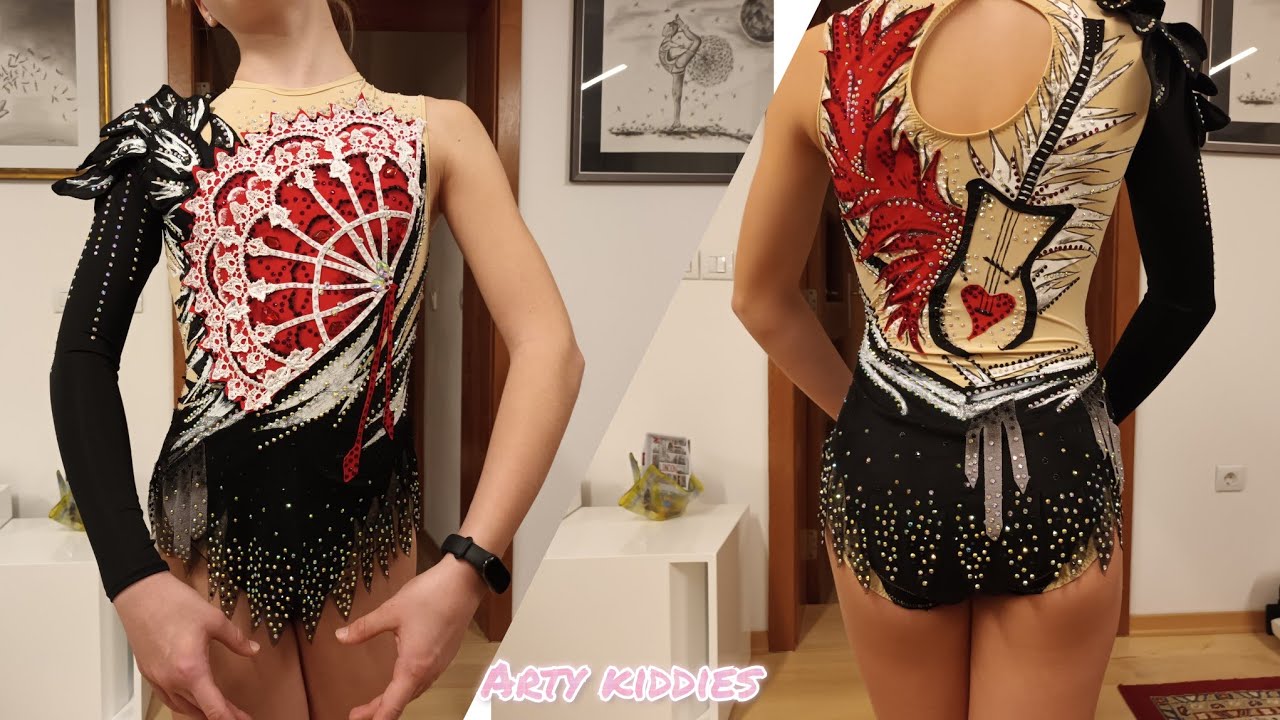 new rock and guitar theme rhythmic gymnastics leotard, DIY, try at home, @artykiddies