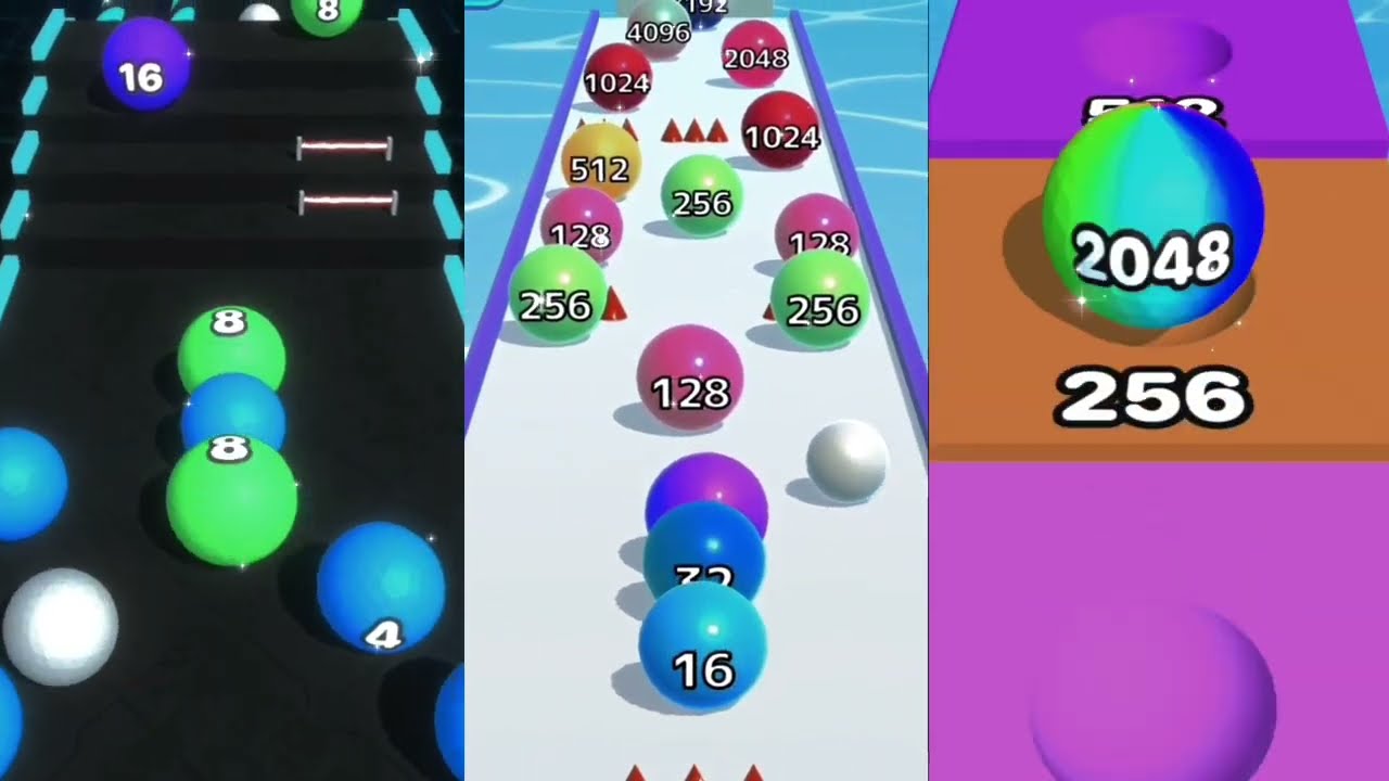 Triple games - Crazy Ball  2048 vs Ball Run Infinity vs Ball Runner Gameplay Walktrough Android iOS