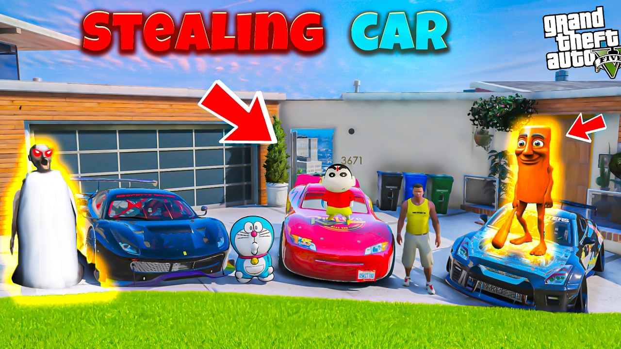 GTA V :😱Franklin&Shinchan Stealing😰 Tung Tung Sahur Most🤑Futuristic Super Car In GTA 5 Telugu