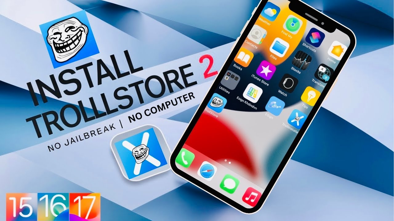 Как установить TrollStore 2 без джейлбрейка без компьютера на iPhone с помощью TrollInstallerX.