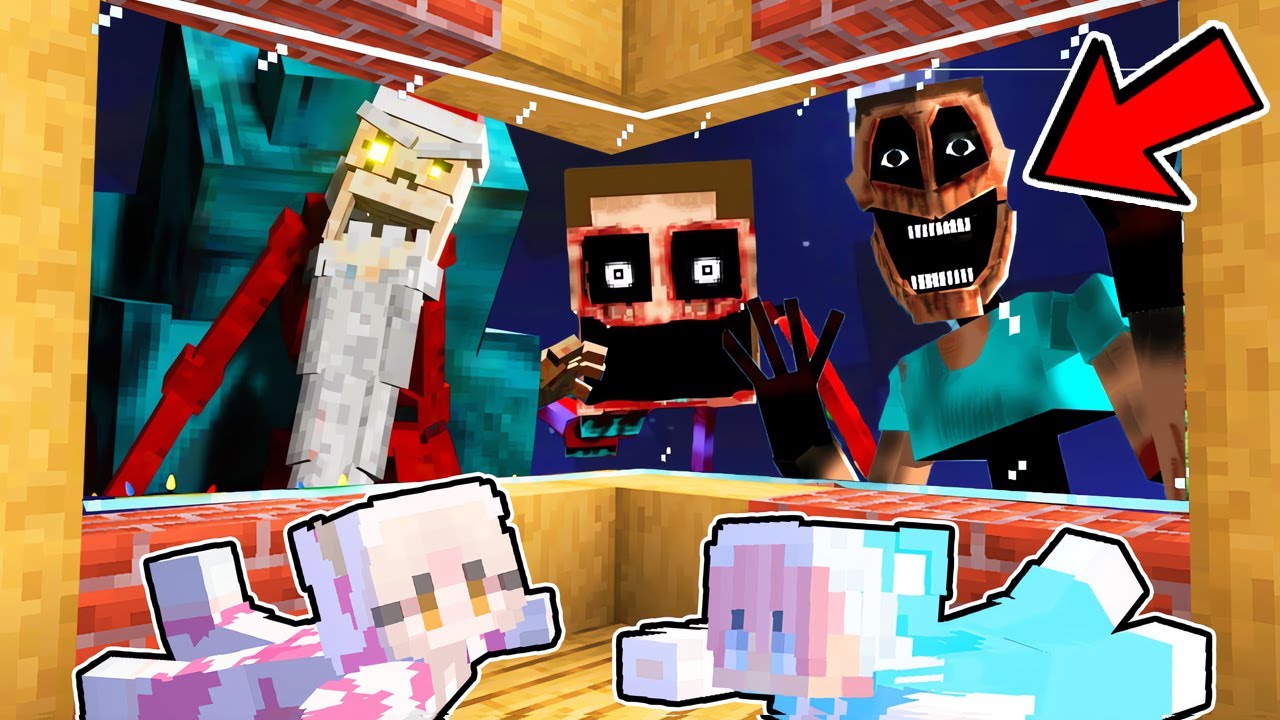 MOMON & ATUN BERSEMBUNYI DARI SERANGAN SANTA DWELLER di  MINECRAFT @BANGJBLOX