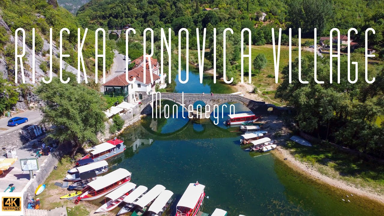 🇲🇪  4K drone video of Rijeka Crnojevića Village, Montenegro.