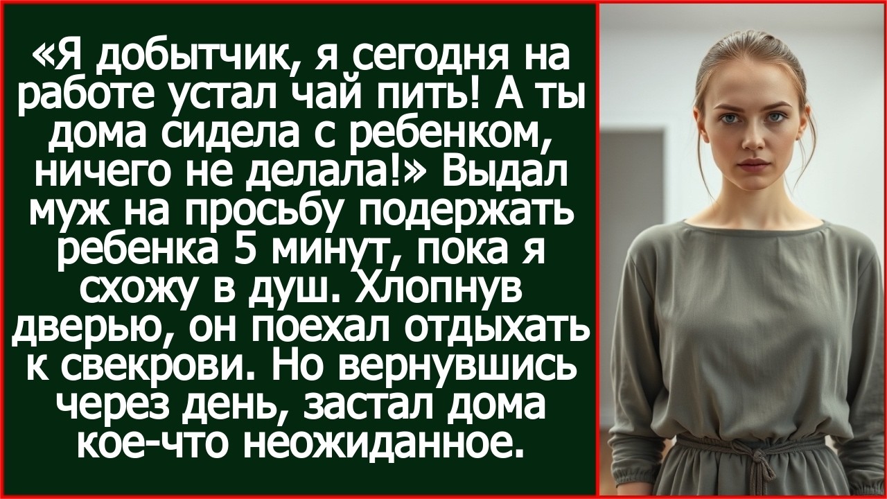 Я добытчик, я сегодня на работе устал чай пить! А ты дома сидела с ребенком, ничего не делала!