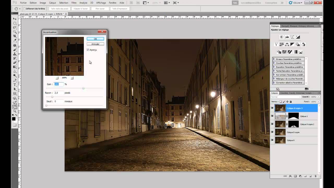 Tuto Photoshop : Effet de pluie réaliste avec reflets au sol