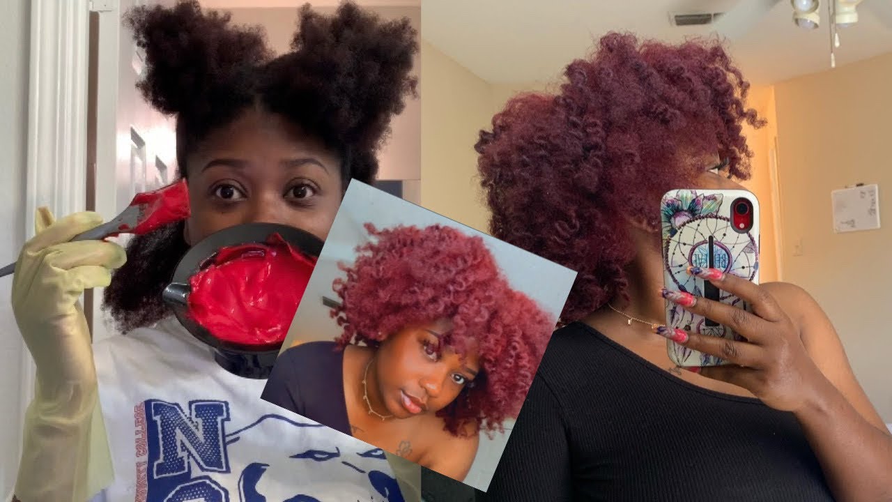 Dying Natural Hair Burgundy/Red | L’Oréal HiColor HiLights *no bleach*