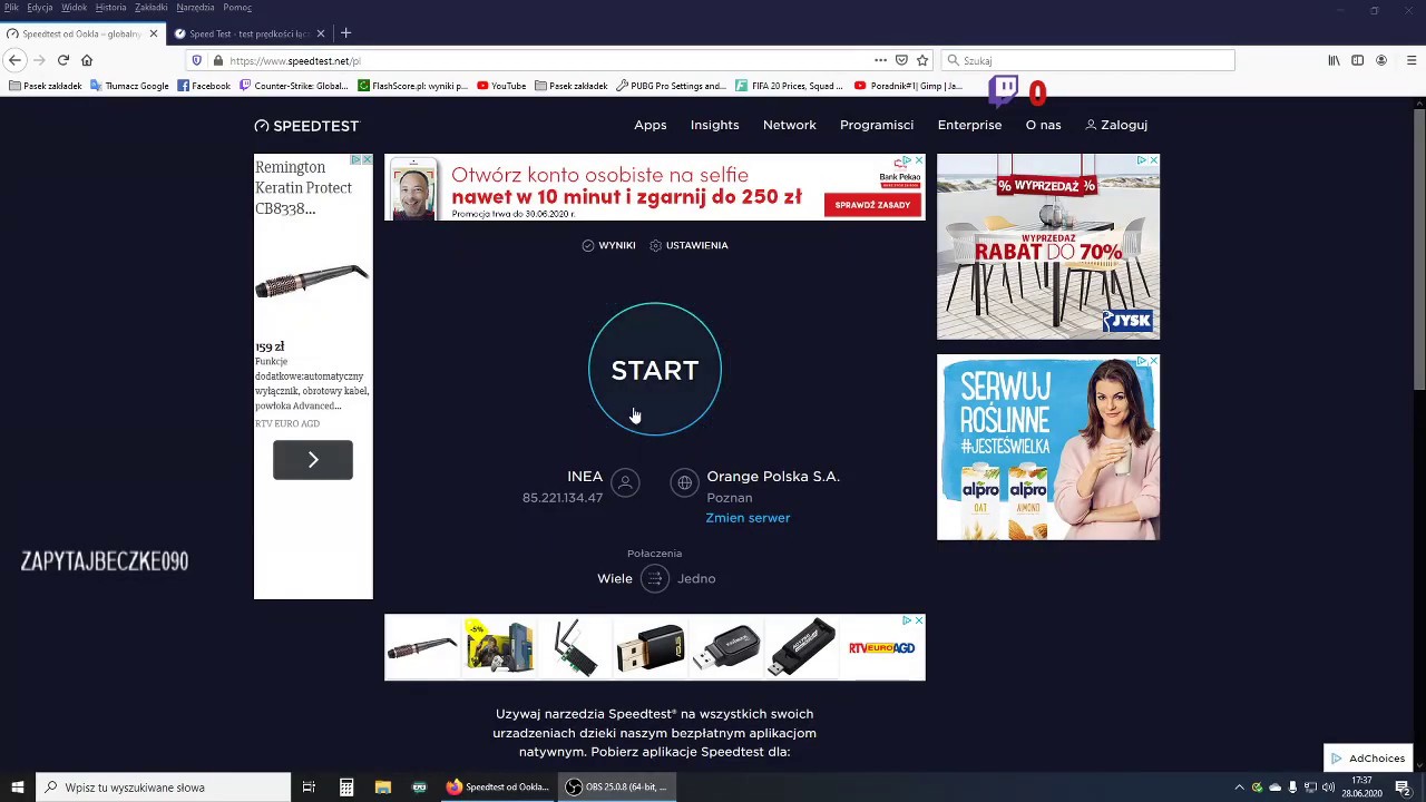 *speedtest* Inea światłowód do 1Gb/s na wsi