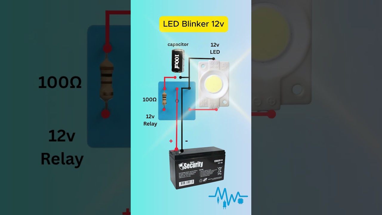 12V LED Blinker with Relay and Capacitor