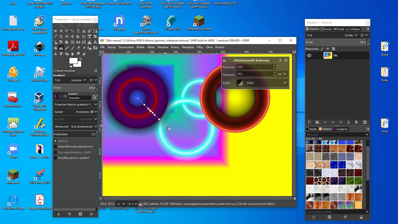 Gimp2 - obraz malowany gradientem