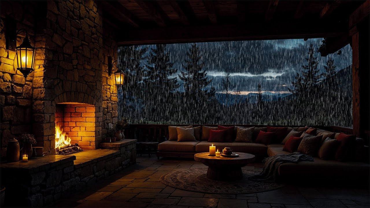 Rain and Firelight in the Mountain House 🌧️ Relaxing Ambience for Deep Sleep