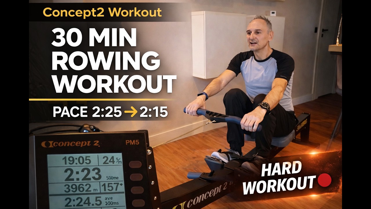 Ciężki trening interwałowy na ergometrze Concept2 🔴 HARD WORKOUT | Przygotowanie pod rekord 30 min.