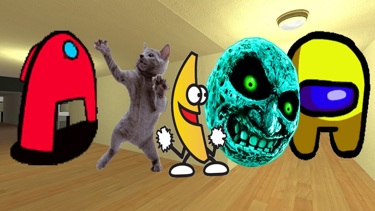 Scary Among Us,Banana Cat,Moai,Cat Dancing And Cockroach Super Nextbot In The Hotel Garry's Mod