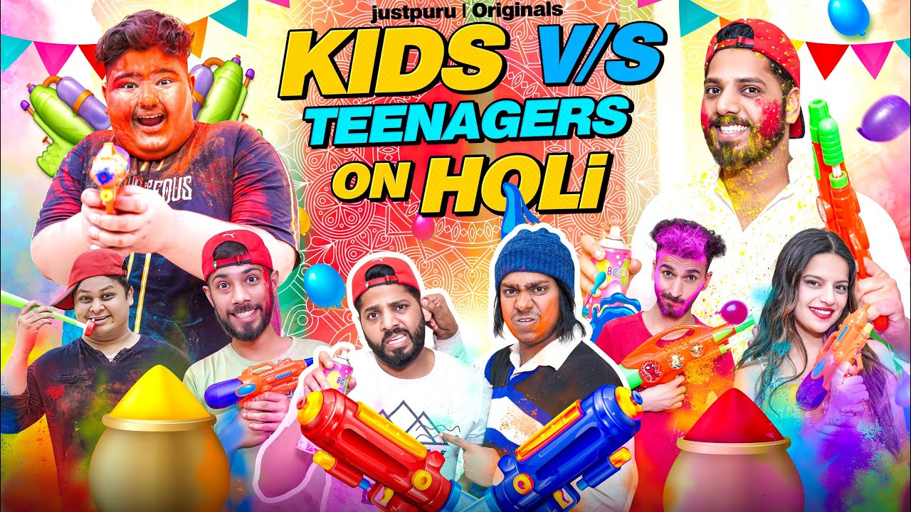 KIDS vs TEENAGER on HOLI || JustPuru