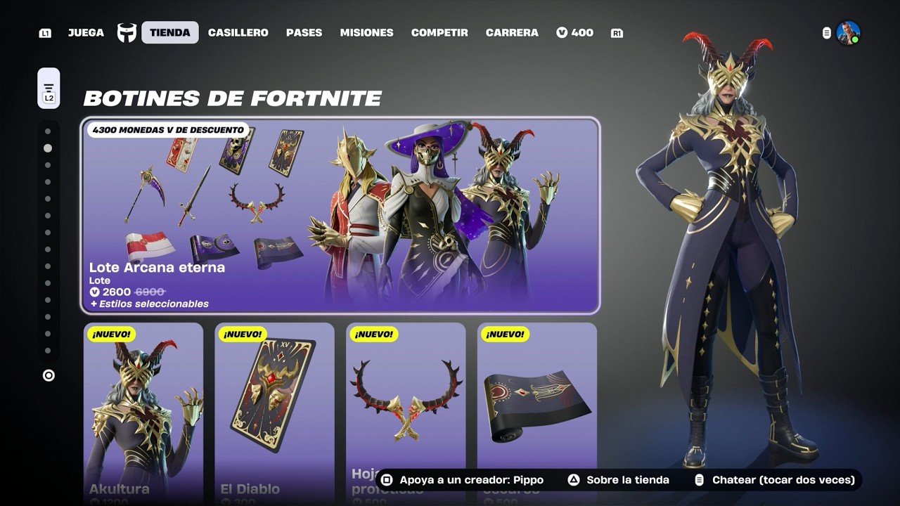 TIENDA BATTLE ROYALE: LOTE ARCANA ETERNA | ALERTAS SALVAR EL MUNDO: 50 PAVOS | FORTNITE